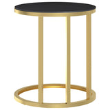 Side Table Gold and Black 45 cm Tempered Glass - Top-Down View