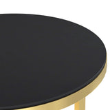 Side Table Gold and Black 45 cm Tempered Glass - 45-Degree Angle