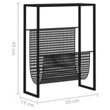Magazine Rack Black 35x15x45 cm Steel - Close-Up Angle