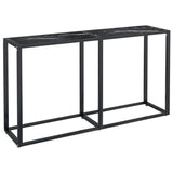 Console Table Black Marble 140x35x75.5cm Tempered Glass - Front View