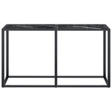 Console Table Black Marble 140x35x75.5cm Tempered Glass - Side View
