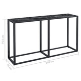 Console Table Black Marble 140x35x75.5cm Tempered Glass - Close-Up Angle