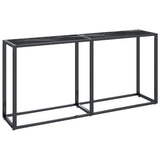 Console Table Black Marble 160x35x75.5cm Tempered Glass - Front View