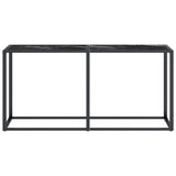 Console Table Black Marble 160x35x75.5cm Tempered Glass - Side View