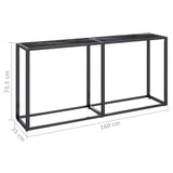 Console Table Black Marble 160x35x75.5cm Tempered Glass - Close-Up Angle