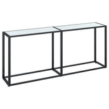 Console Table White Marble 180x35x75.5cm Tempered Glass - Front View