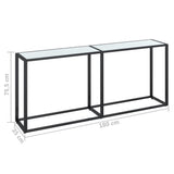 Console Table White Marble 180x35x75.5cm Tempered Glass - Close-Up Angle