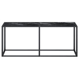 Console Table Black Marble 180x35x75.5cm Tempered Glass - Side View