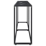 Console Table Black Marble 180x35x75.5cm Tempered Glass - Top-Down View