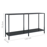 Console Table Black 140x35x75.5 cm Tempered Glass