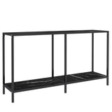 Console Table Black 140x35x75.5 cm Tempered Glass - Front View