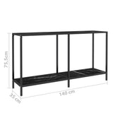 Console Table Black 140x35x75.5 cm Tempered Glass - Low Angle
