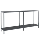 Console Table Black 160x35x75.5 cm Tempered Glass - Front View