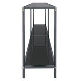 Console Table Black 160x35x75.5 cm Tempered Glass - Top-Down View