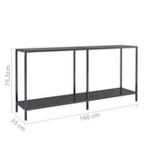 Console Table Black 160x35x75.5 cm Tempered Glass - Close-Up Angle