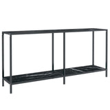 Console Table Black 160x35x75.5 cm Tempered Glass - Front View