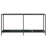Console Table Black 160x35x75.5 cm Tempered Glass - Side View