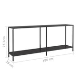 Console Table Black 180x35x75.5 cm Tempered Glass - Close-Up Angle