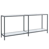 Console Table White 180x35x75.5 cm Tempered Glass - Front View