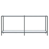 Console Table White 180x35x75.5 cm Tempered Glass - Side View