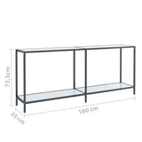 Console Table White 180x35x75.5 cm Tempered Glass - Low Angle