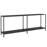 Console Table Black 200x35x75.5 cm Tempered Glass - Front View