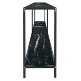 Console Table Black 200x35x75.5 cm Tempered Glass - Top-Down View