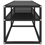 TV Cabinet Black 140x40x40.5 cm Tempered Glass - Top-Down View