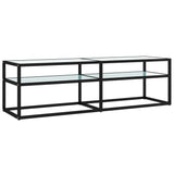 TV Cabinet White Marble 140x40x40.5 cm Tempered Glass - Front View