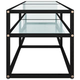 TV Cabinet White Marble 140x40x40.5 cm Tempered Glass - Top-Down View