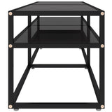 TV Cabinet Black 160x40x40.5 cm Tempered Glass - Top-Down View