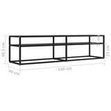 TV Cabinet Black 160x40x40.5 cm Tempered Glass - Rear View