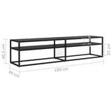 TV Cabinet Black 180x40x40.5 cm Tempered Glass - Rear View