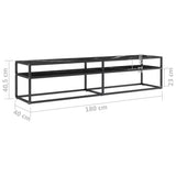 TV Cabinet Black Marble 180x40x40.5 cm Tempered Glass - Close-Up Angle