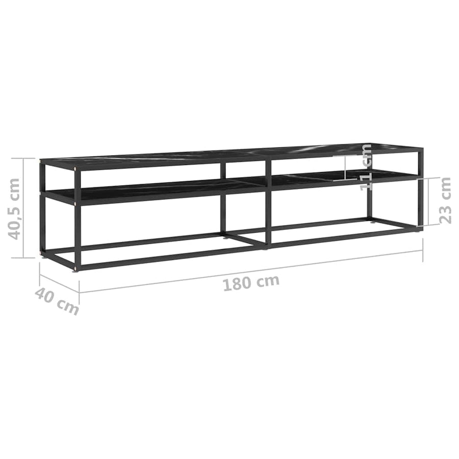 TV Cabinet Black Marble 180x40x40.5 cm Tempered Glass