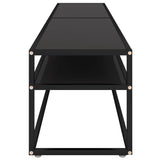 TV Cabinet Black 200x40x40.5 cm Tempered Glass - Top-Down View