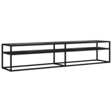 TV Cabinet Black Marble 200x40x40.5 cm Tempered Glass - Front View
