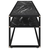 TV Cabinet Black Marble 200x40x40.5 cm Tempered Glass - Top-Down View