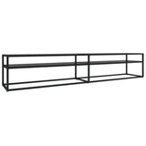 TV Cabinet Black 220x40x40.5 cm Tempered Glass - Front View