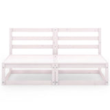 Garden 2-Seater Sofa White Solid Wood Pine - Side View