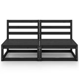 Garden 2-Seater Sofa Black Solid Wood Pine - Side View