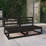 Garden 2-Seater Sofa Black Solid Wood Pine