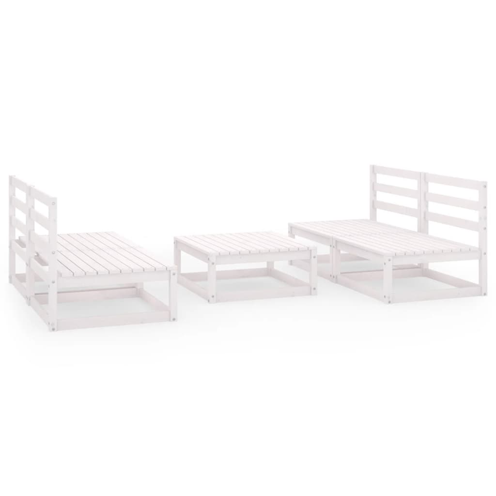 5 Piece Garden Lounge Set White Solid Pinewood