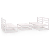 5 Piece Garden Lounge Set White Solid Pinewood - Front View