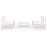 5 Piece Garden Lounge Set White Solid Pinewood - Side View