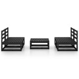 5 Piece Garden Lounge Set Black Solid Pinewood - Side View