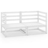Garden 2-Seater Sofa White Solid Wood Pine - Front View