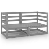 Garden 2-Seater Sofa Grey Solid Wood Pine - Front View