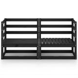 Garden 2-Seater Sofa Black Solid Wood Pine