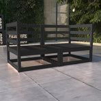 Garden 2-Seater Sofa Black Solid Pinewood